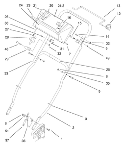 Handle And Control Assembly Diagram and Parts List for 11003 200000001 - 200999999 Lawn Boy Lawn Mower